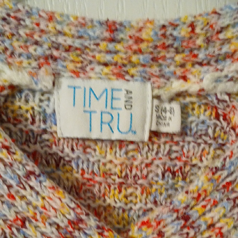 Time and Tru Multicolor Knit V- Neck Sweater - Picture 2 of 8